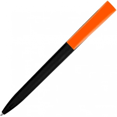 Ручка пластиковая шариковая Vivapens ZETA SOFT MIX, чёрная с оранжевым фото 2