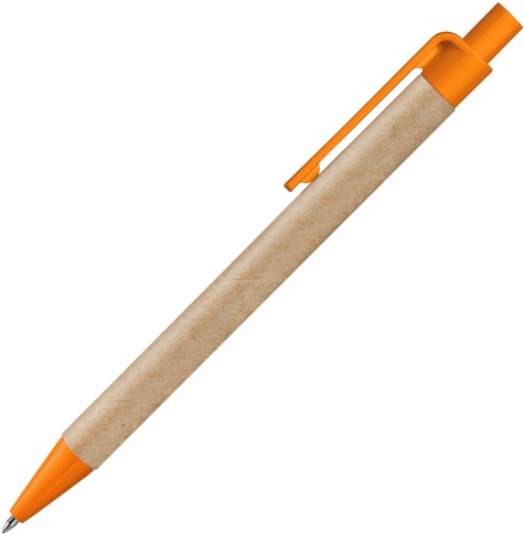 Ручка картонная шариковая Vivapens Viva New, натуральная с оранжевым фото 3