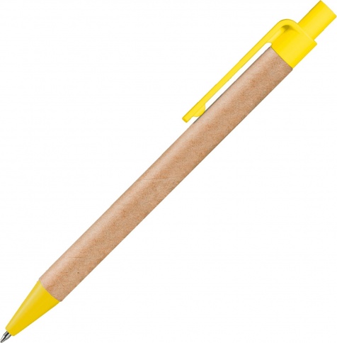 Ручка картонная шариковая Vivapens Viva New, натуральная с жёлтым фото 3