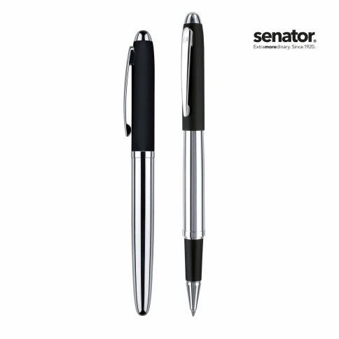 Ручка роллер Senator Nautic, чёрная с серебристым фото 2