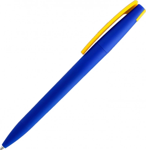 Ручка пластиковая шариковая Solke Zeta Soft Blue Mix, синяя с жёлтым фото 2