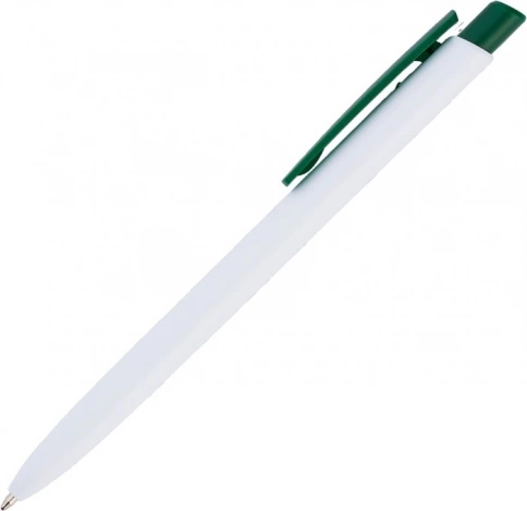 Ручка пластиковая шариковая Vivapens POLO, белая с зелёным фото 2