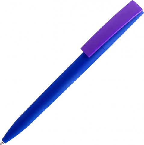 Ручка пластиковая шариковая Solke Zeta Soft Blue Mix, синяя с фиолетовым фото 1