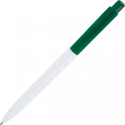 Ручка пластиковая шариковая Vivapens POLO, белая с зелёным фото 3