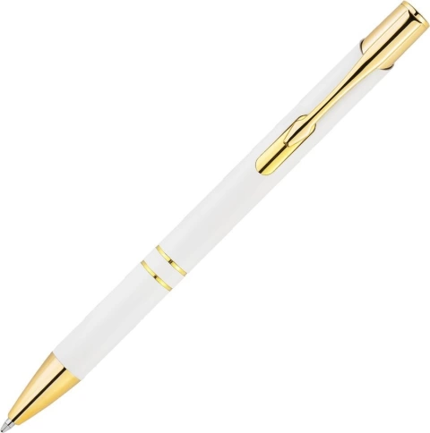 Ручка металлическая шариковая Vivapens KOSKO SOFT GOLD, белый с золотистым фото 3