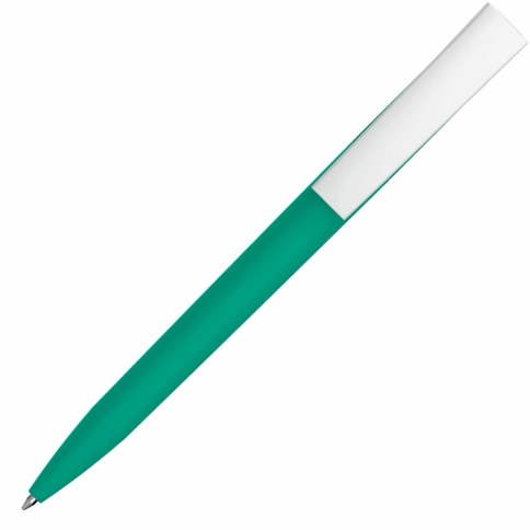 Ручка пластиковая шариковая Vivapens ZETA SOFT, цвета морской волны с белым фото 3