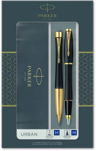 Набор ручек Parker Urban Core FK200 (2093381) Muted Black GT: ручка перьевая, ручка шариковая; подар.кор. фото 13