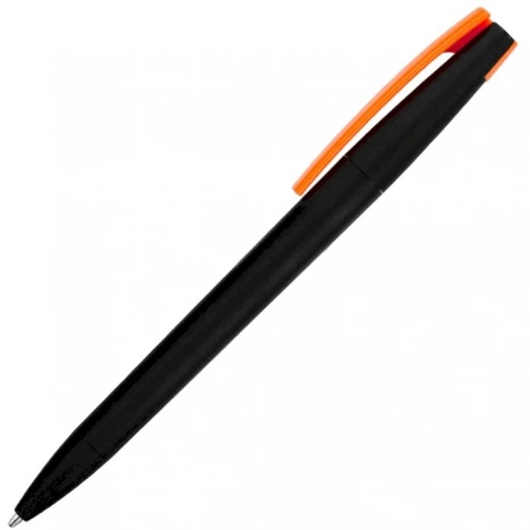 Ручка пластиковая шариковая Vivapens ZETA SOFT MIX, чёрная с оранжевым фото 3