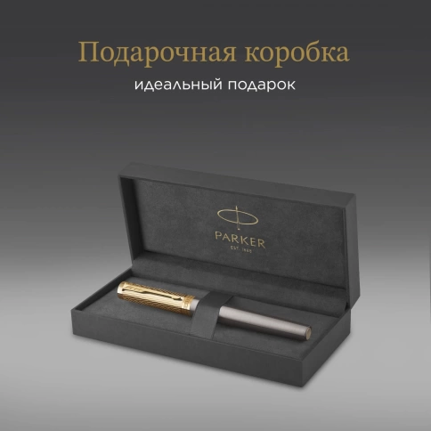 Перьевая ручка Parker Ingenuity Pioneers F571 (2200949) Arrow Grey GT; F подарочная коробка фото 9