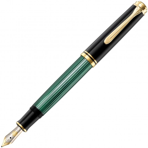 Ручка перьевая Pelikan Souveraen M 600 (PL980011) Black Green GT F перо золото 14K покрытое родием подар.кор. фото 1