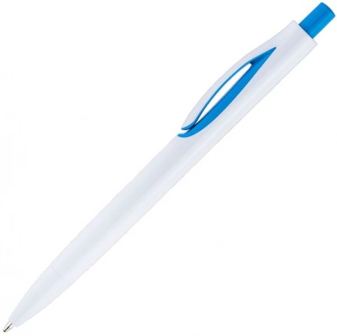 Ручка пластиковая шариковая Solke Focus, белая с голубым фото 2