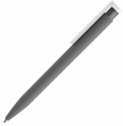 Ручка пластиковая шариковая Vivapens CONSUL SOFT, серая с белым фото 2
