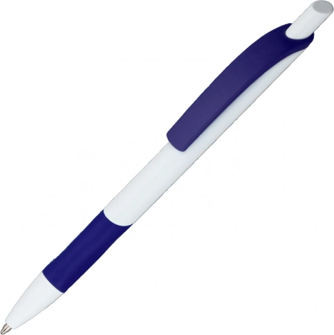 Ручка пластиковая шариковая Vivapens Kleo, с резинкой, белая с тёмно-синим фото 1