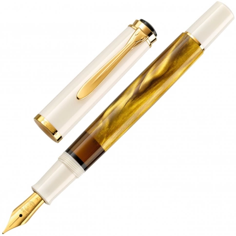 Ручка перьевая Pelikan Elegance Classic M200 (PL815154) Gold Marbled F перо сталь нержавеющая подар.кор. фото 2