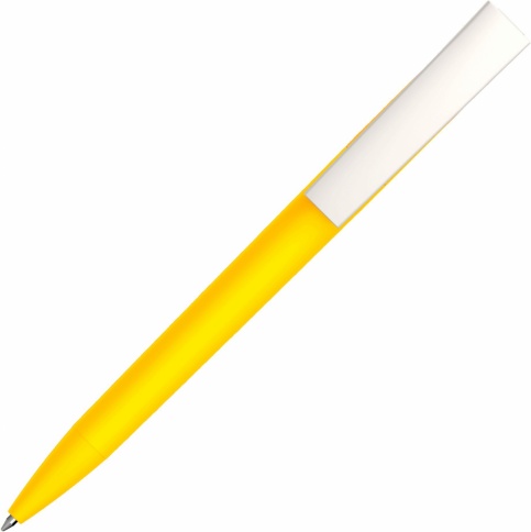Ручка пластиковая шариковая Vivapens ZETA SOFT, жёлтая с белым фото 3