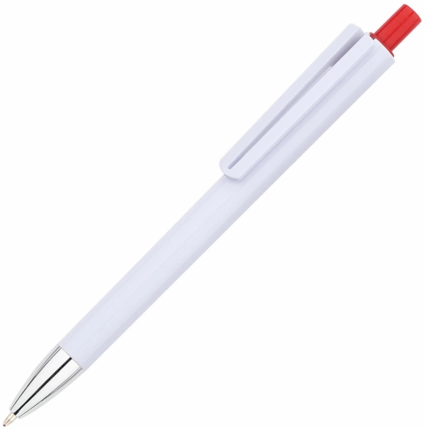 Ручка пластиковая шариковая Vivapens VIKO, белая с красным фото 1