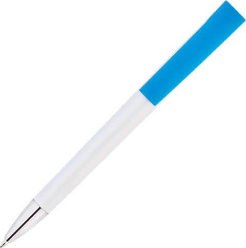 Ручка пластиковая шариковая Vivapens ZETA, белая с голубым фото 3