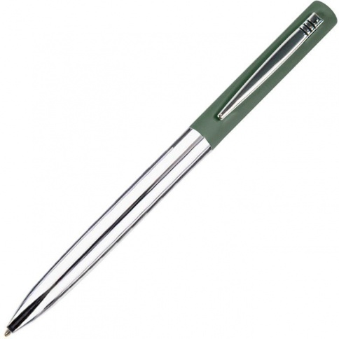 Ручка металлическая шариковая B1 Clipper, серебристая с зелёным фото 1