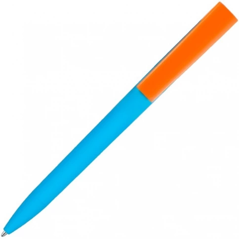 Ручка пластиковая шариковая Vivapens ZETA SOFT MIX, голубая с оранжевым фото 2