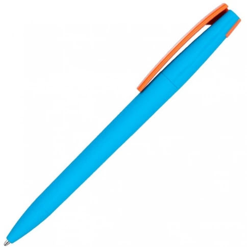 Ручка пластиковая шариковая Vivapens ZETA SOFT MIX, голубая с оранжевым фото 3
