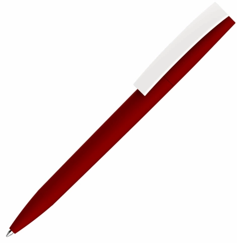 Ручка пластиковая шариковая Vivapens ZETA SOFT , тёмно-красная с белым фото 1