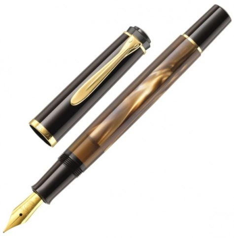 Ручка перьевая Pelikan Elegance Classic M200 (PL808880) Brown Marbled F перо сталь нержавеющая/позолота карт.уп. фото 3