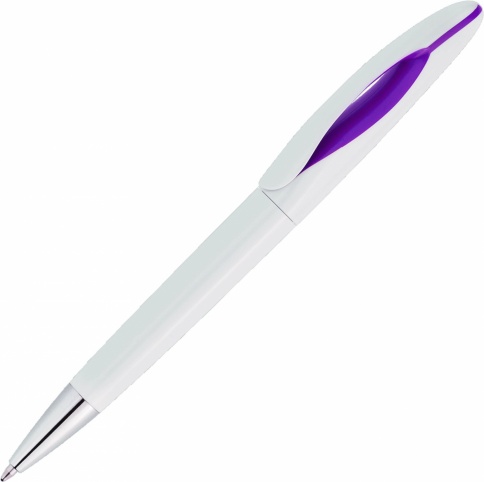 Ручка пластиковая шариковая Vivapens OKO, белая с фиолетовым фото 1
