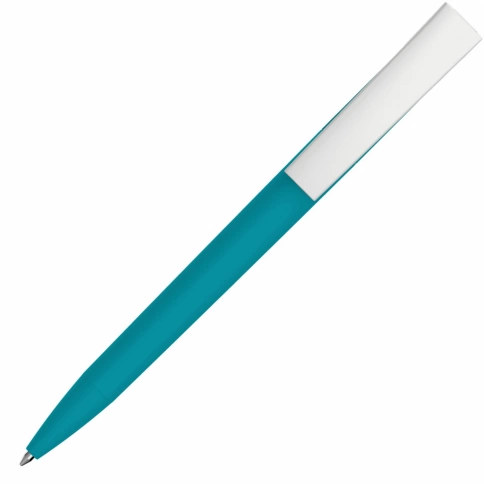 Ручка пластиковая шариковая Vivapens ZETA SOFT, бирюзовая с белым фото 3