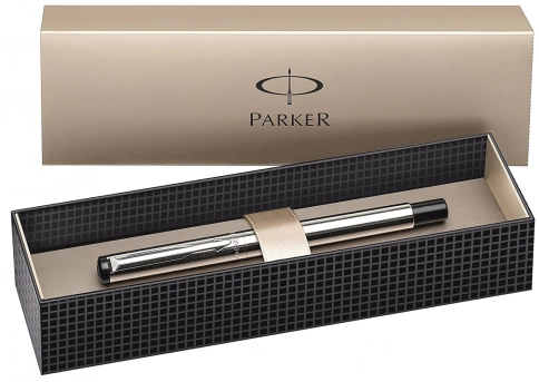 Ручка роллер Parker Vector Standard T01 (2025444) Stainless Steel CT M синие, чернила подар.кор., серебристая фото 3