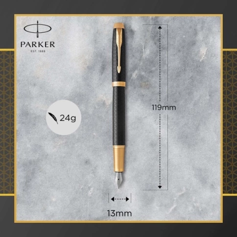 Ручка перьевая Parker IM Premium F323 (1931646) Black GT F перо сталь нержавеющая подар.кор. фото 5