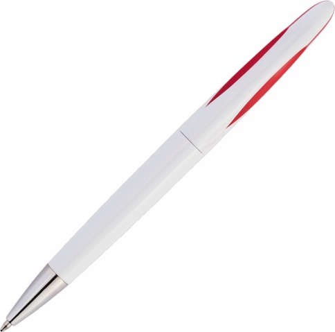 Ручка пластиковая шариковая Vivapens OKO, белая с красным фото 3