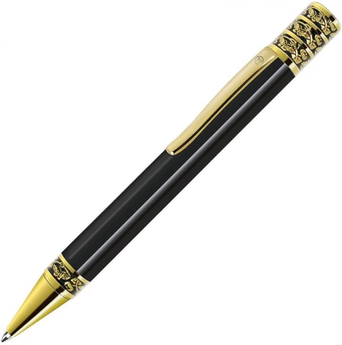 Ручка металлическая шариковая B1 Grand Gold, чёрная с золотистым фото 1