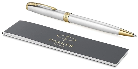 Шариковая ручка Parker Sonnet Core K527 (1931507) Stainless Steel GT M черные чернила подар.кор. фото 2
