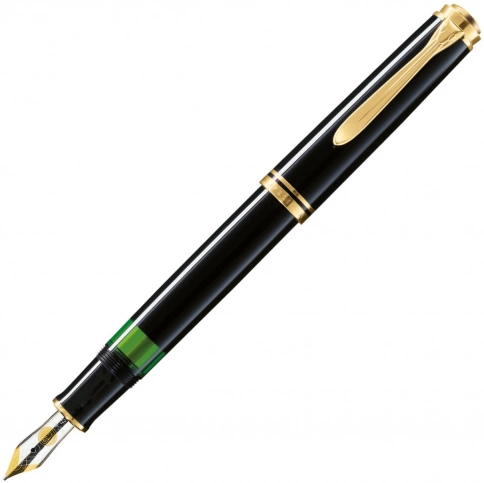 Ручка перьевая Pelikan Souveraen M 600 (PL980128) Black GT F перо золото 14K покрытое родием подар.кор. фото 1