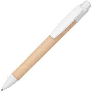 Ручка картонная шариковая Neopen Eco Touch, бежевая с белым фото 1