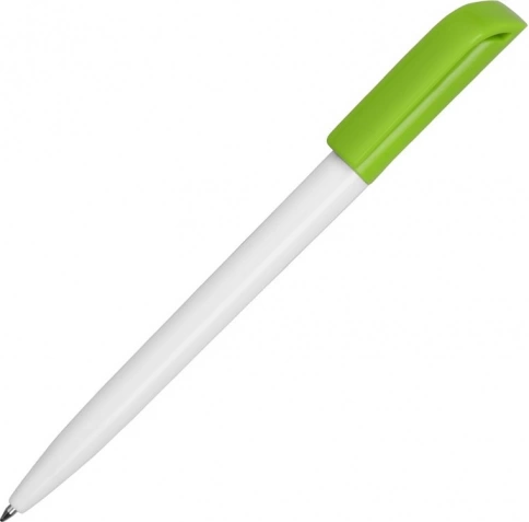 Ручка пластиковая шариковая Carolina Solid Color, белая с салатовым фото 1