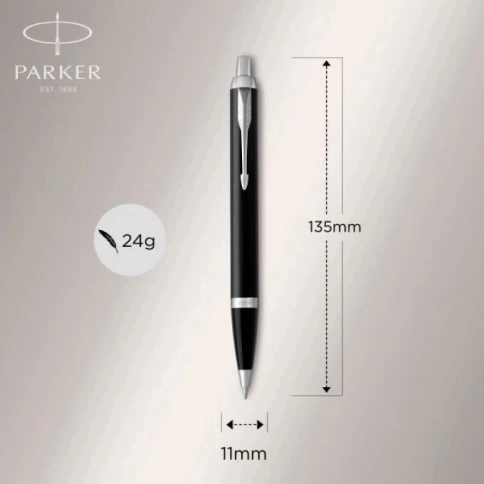 Ручка шариковая Parker IM Core K321 (1931665) Black CT M; синие чернила; подар.кор. фото 3