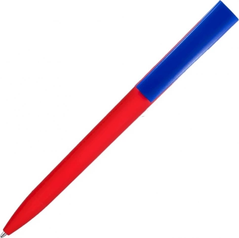 Ручка пластиковая шариковая Solke Zeta Soft Blue Mix, красная с синим фото 2