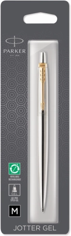 Гелевая ручка Parker Jotter Core K694 (2020672) Stainless Steel GT M; черн. черн.; блистер фото 1