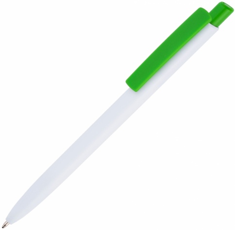 Ручка пластиковая шариковая Vivapens POLO, белая с салатовым фото 1