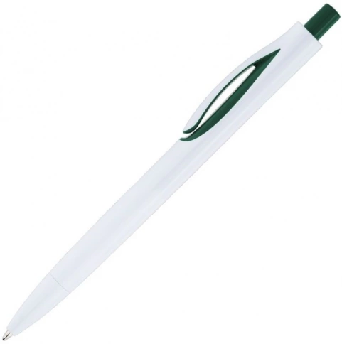 Ручка пластиковая шариковая Solke Focus, белая с зелёным фото 2