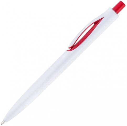 Ручка пластиковая шариковая Solke Focus, белая с красным фото 2