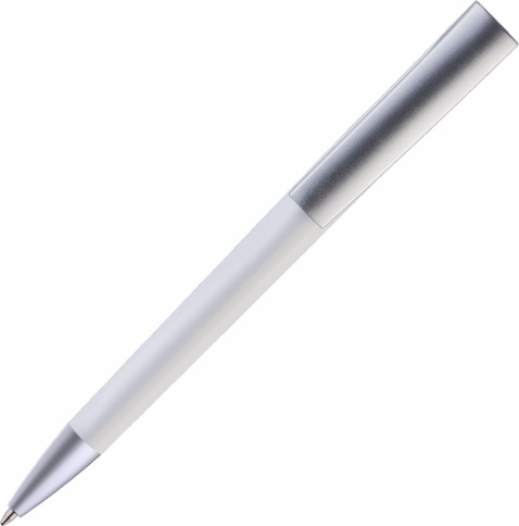 Ручка пластиковая шариковая Vivapens ZETA COLOR, белая с серебристым фото 3